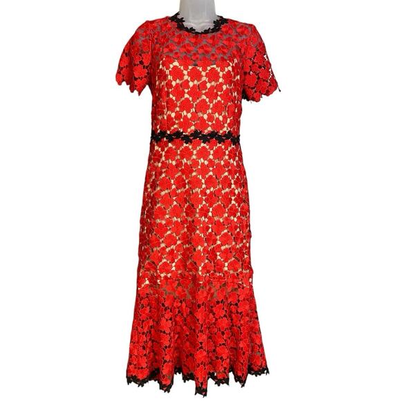 Jill Stuart Cherry Lace Midi Dress women's 8 - Picture 2 of 6